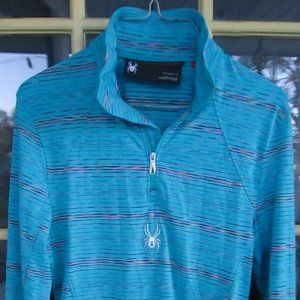 Spyder 1/4 zip women’s long sleeve Striped MULTICOLOR Lightweight Top size XS